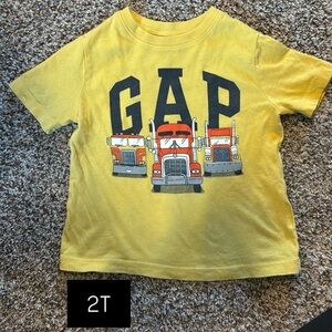 GAP Yellow Toddler Truck Tee with Red and Gray Trucks